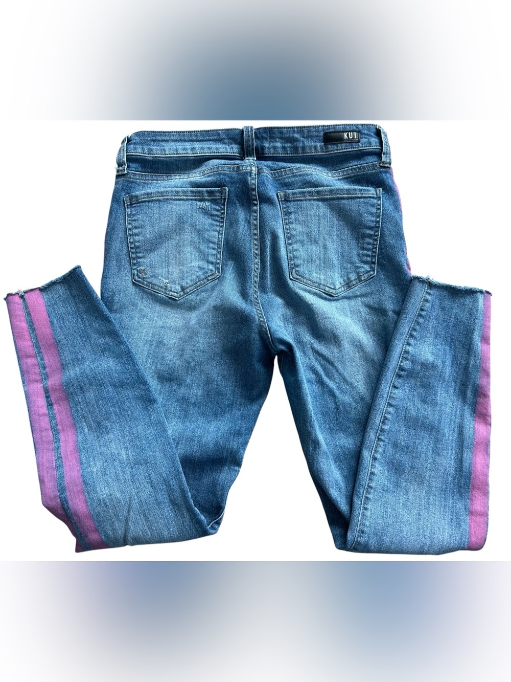 Kut from the Kloth Connie High Rise Ankle Jeans Pink Side Racing Stripe Size 8 - Picture 3 of 10